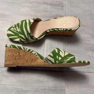 KATE SPADE Mileena Meena Palm Frond Cork Slide Wedge Sandal Shoes‎ 7.5 NWOB
